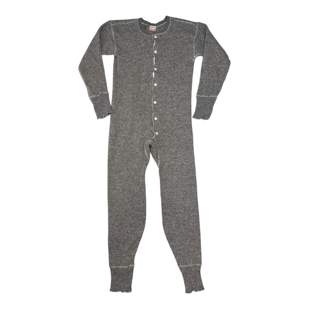 Vintage 80s Stanfields Heavyweight Wool Union Suit Thermal Underwear Size 36